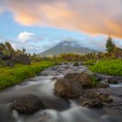 Cloud-covered Mayon Volcano
