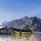 The village between deep fjords and high mountains, Hestenesoyra - Norway
