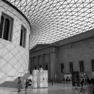 In the Great Court of the British Museum (B&W)