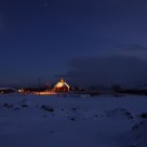 Bo church with moon and Jupiter