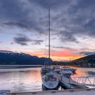 Boats on a summer visit. The harbour of Sandane - Norway.