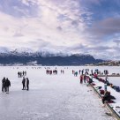 A delightful scating day on the fjord ice. The village of Sandane - Norway