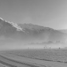 Mist, snow and skitrack