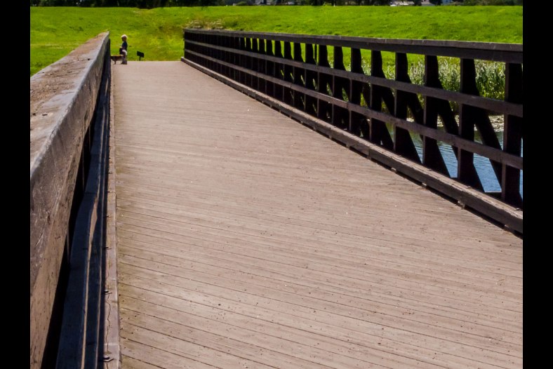 At the end of the bridge