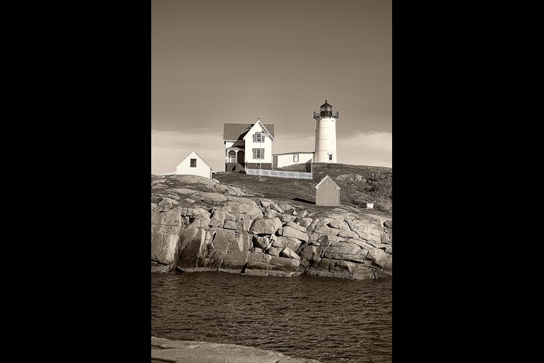 Nubble Light in Black and White