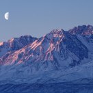 Moonset at Sunset In The Sierras